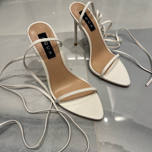 Brand new AQUA white tie heels - Picture 1 of 6